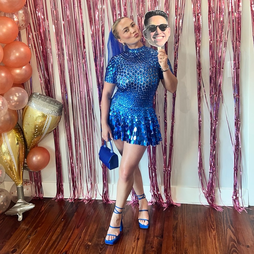 THE PARTY EDITION NALA DRESS - Blue Sequin Mini Dress